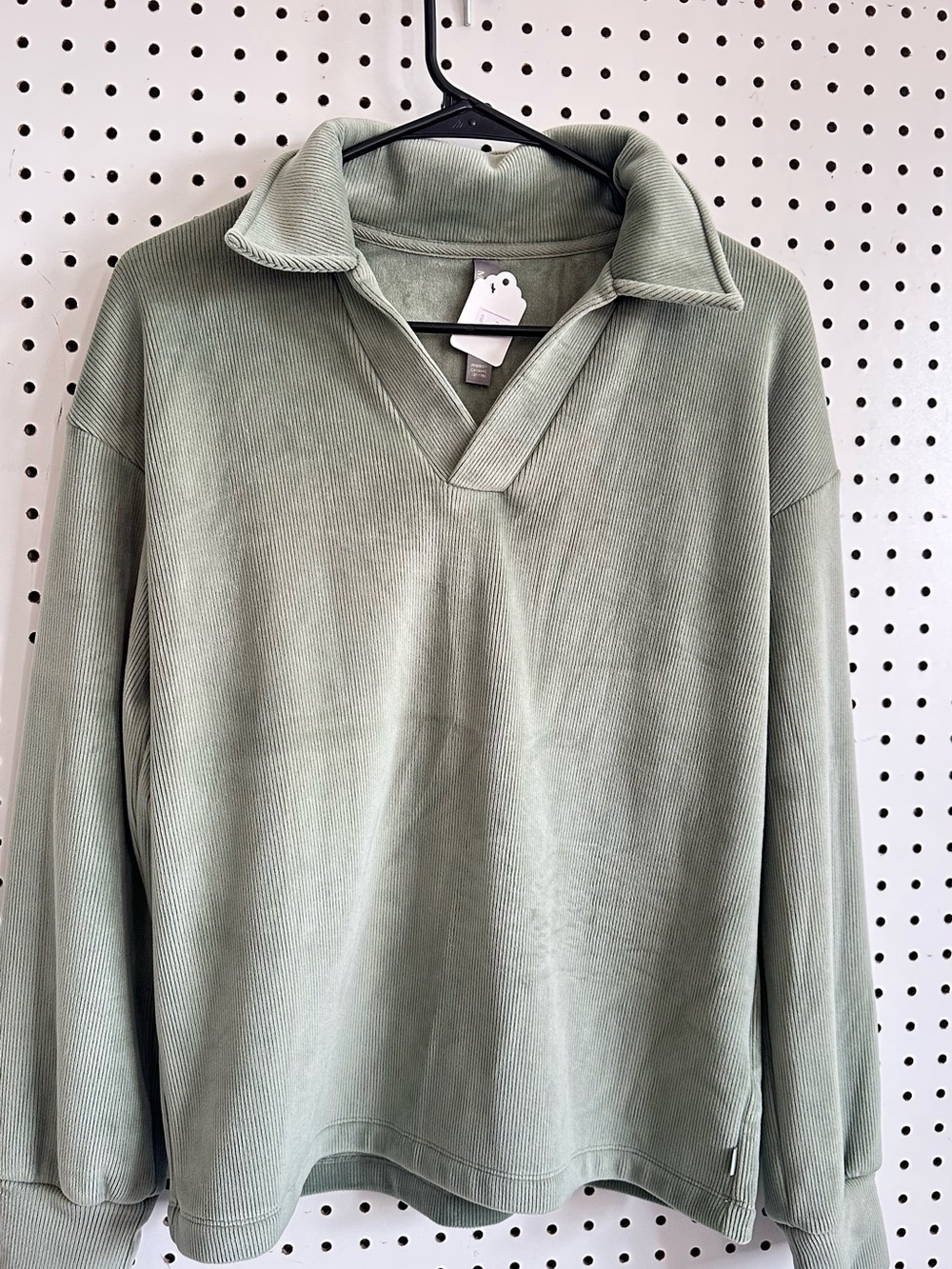 Mondetta Sage Green V‑Neck Collar Pullover Sweatshirt